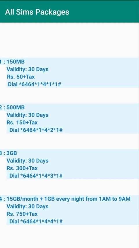ALL SIM INTERNET PACKAGES screenshot 1