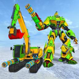Snow Excavator Crane Robot Rescue Hero Games