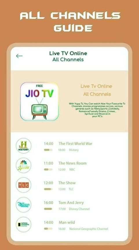 Live Jio TV HD Channels Guide स्क्रीनशॉट 1