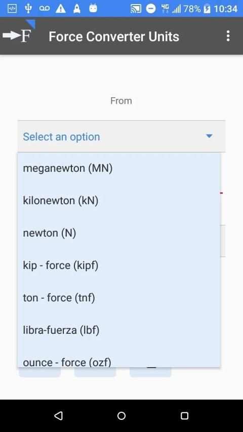 Conversion of force units screenshot 3
