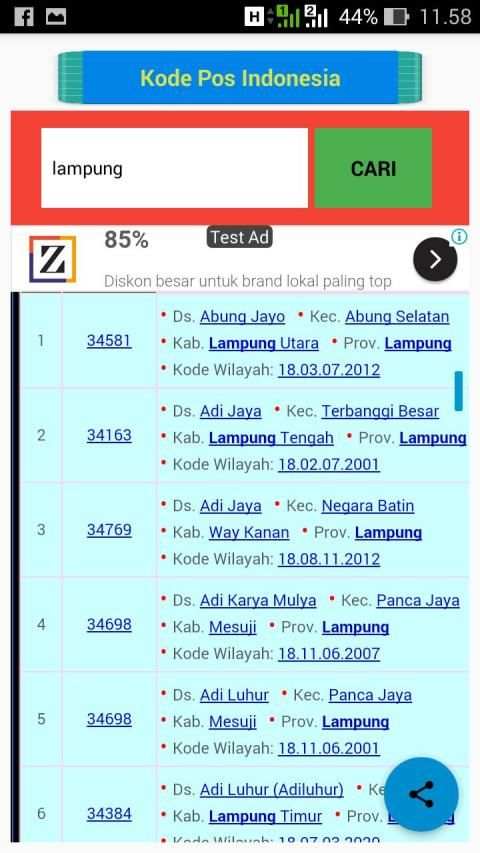 Cari Kode Pos screenshot 3
