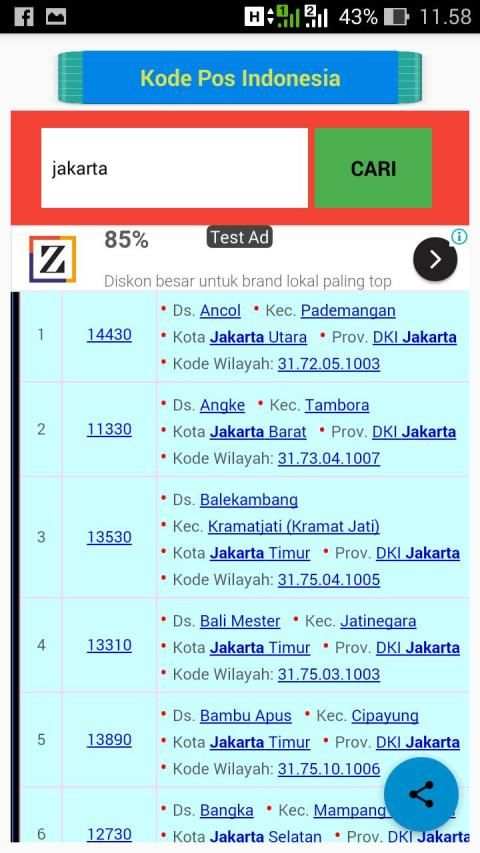 Cari Kode Pos screenshot 1