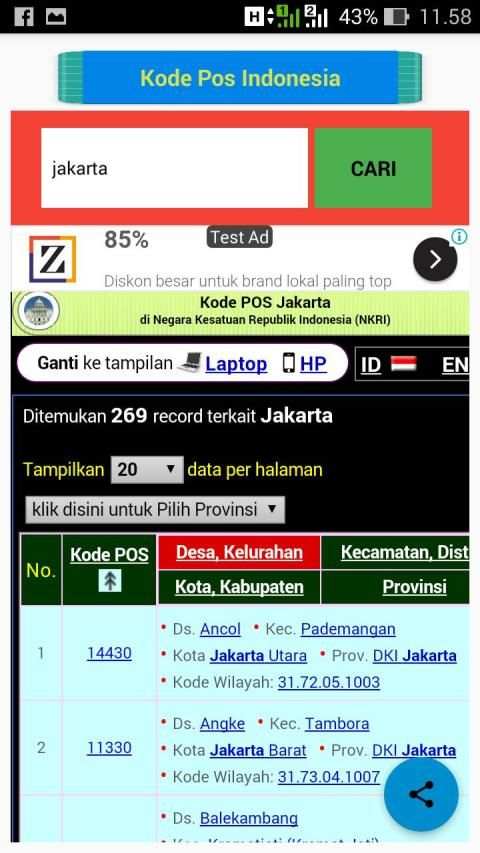 Cari Kode Pos screenshot 2