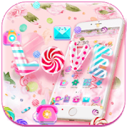 Pink Candy Sweet Love Theme आइकन