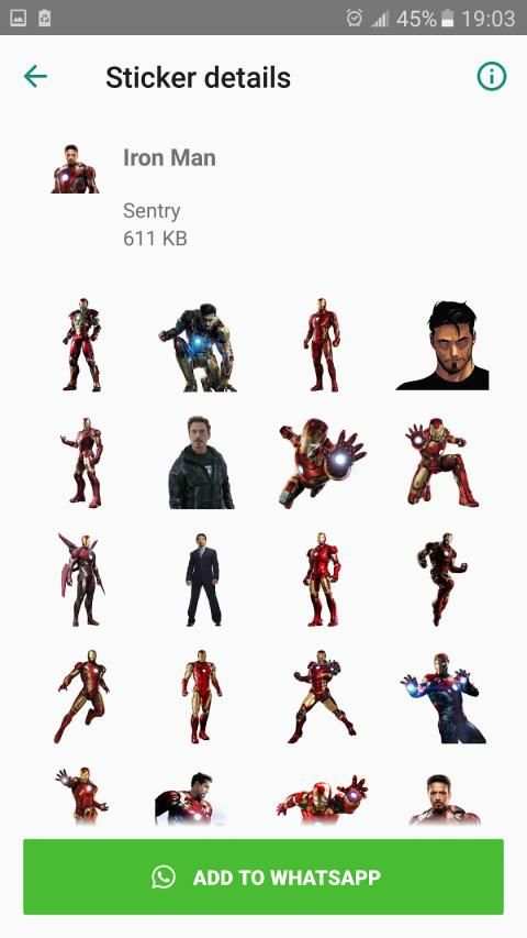 * Stickers Avengers for WhatsApp * screenshot 5