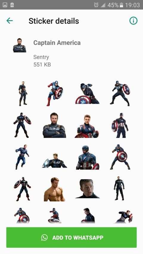 * Stickers Avengers for WhatsApp * screenshot 4