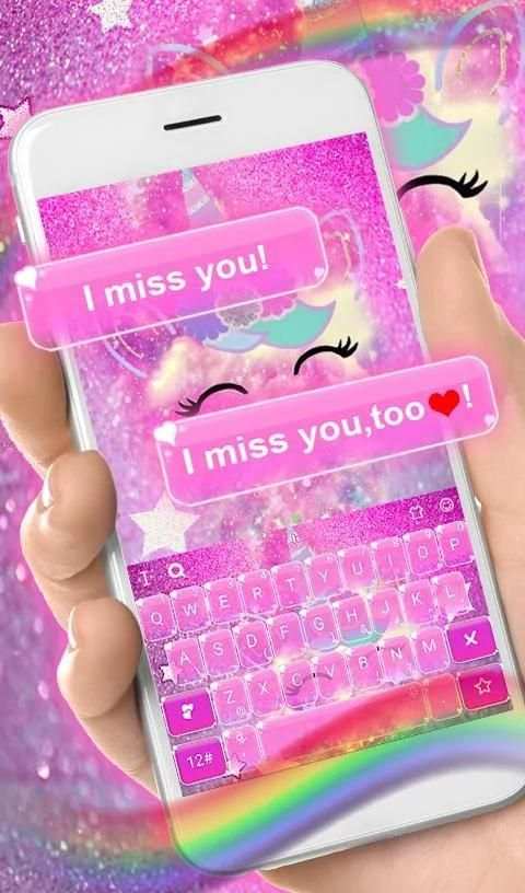 Pink Unicorn Keyboard Theme screenshot 4