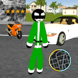 Green Santa Stickman Christmas Rope Hero Crime Sim आइकन