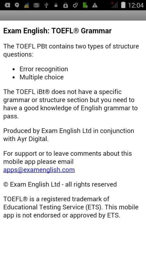 Exam English: TOEFL® Grammar screenshot 1