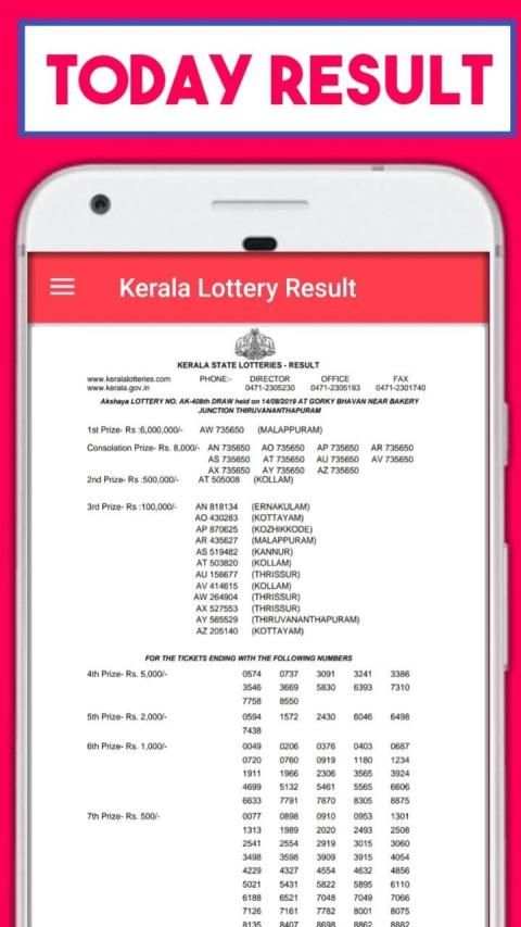 Kerala Lottery Result स्क्रीनशॉट 2