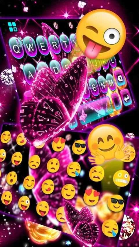 Neon Pink Butterfly Keyboard screenshot 1
