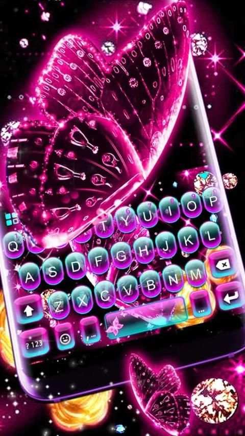 Neon Pink Butterfly Keyboard screenshot 3