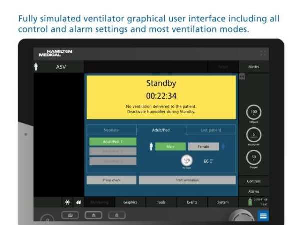 HAMILTON-C6 ventilator and patient simulation स्क्रीनशॉट 2