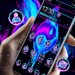 Blue Neon Flame Graffiti Theme icon