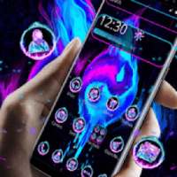 Blue Neon Flame Graffiti Theme on 9Apps