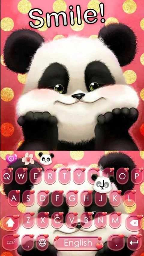 Love Cute Panda Keyboard Theme स्क्रीनशॉट 1