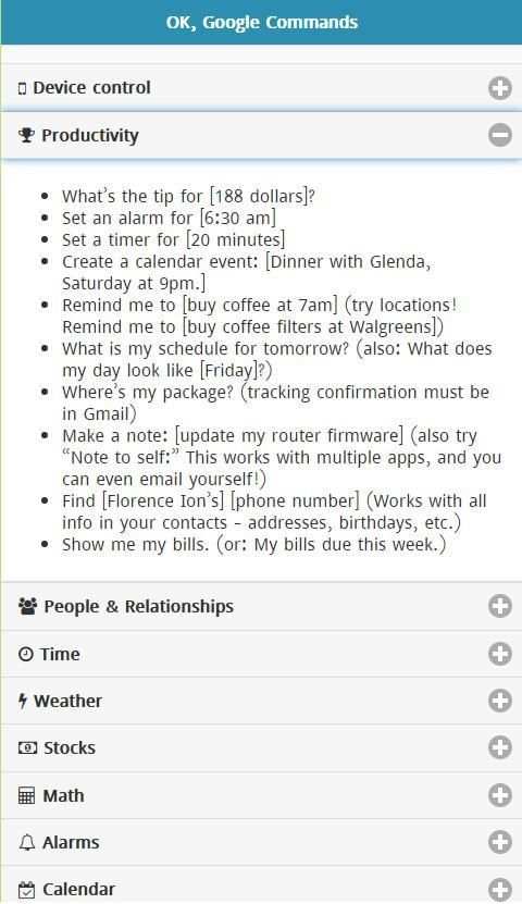 Commands for Ok Google screenshot 3