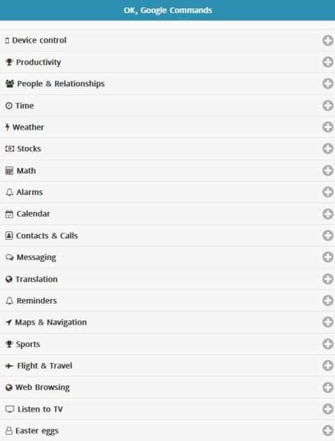 Commands for Ok Google स्क्रीनशॉट 1