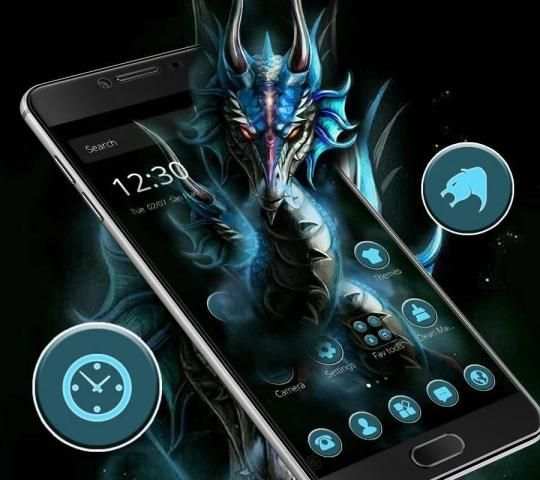 Tema Neon Biru Naga Asap screenshot 4