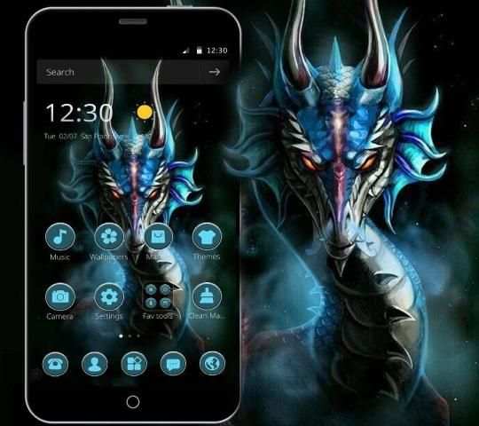 Tema Neon Biru Naga Asap screenshot 3