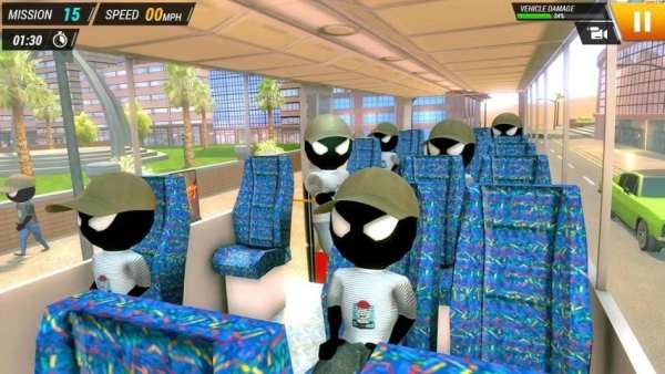 बस चालन सिम्युलेटर Stickman Bus Driving Simulator स्क्रीनशॉट 2
