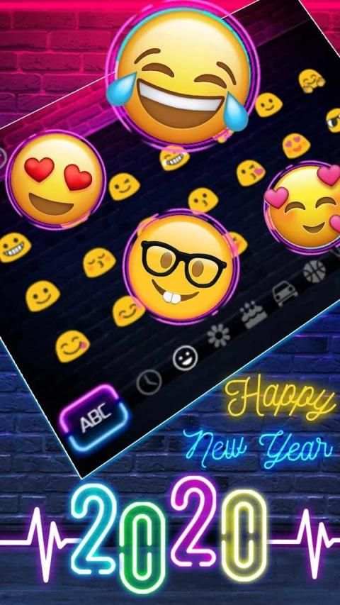 Neon Happy New Year 2020 Keyboard Theme स्क्रीनशॉट 2