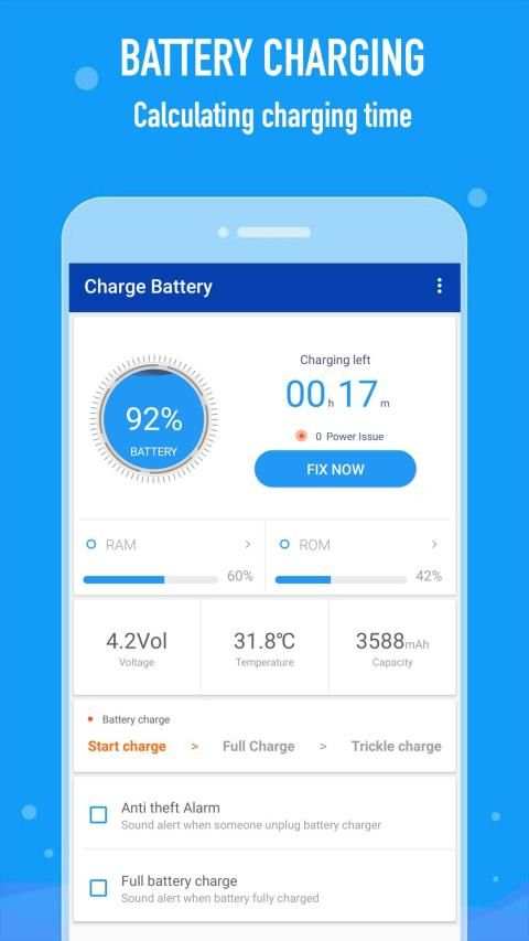 Charge battery, Charging time, Battery full alarm screenshot 4