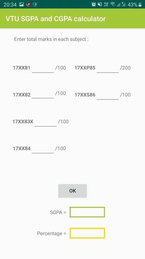 VTU SGPA and CGPA Calculator स्क्रीनशॉट 2