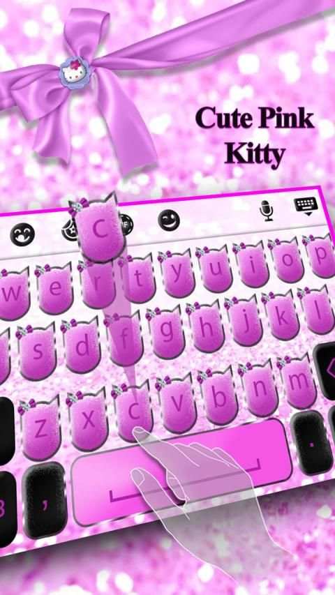 Cute Pink Kitty Keyboard Theme स्क्रीनशॉट 5
