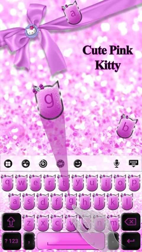 Cute Pink Kitty Keyboard Theme स्क्रीनशॉट 3