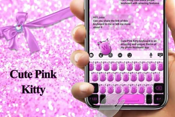 Cute Pink Kitty Keyboard Theme स्क्रीनशॉट 6