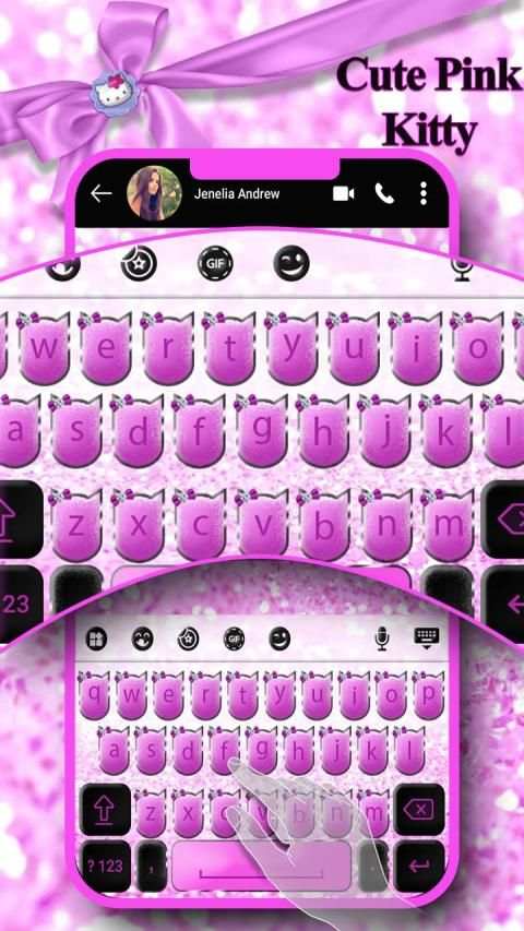 Cute Pink Kitty Keyboard Theme स्क्रीनशॉट 4