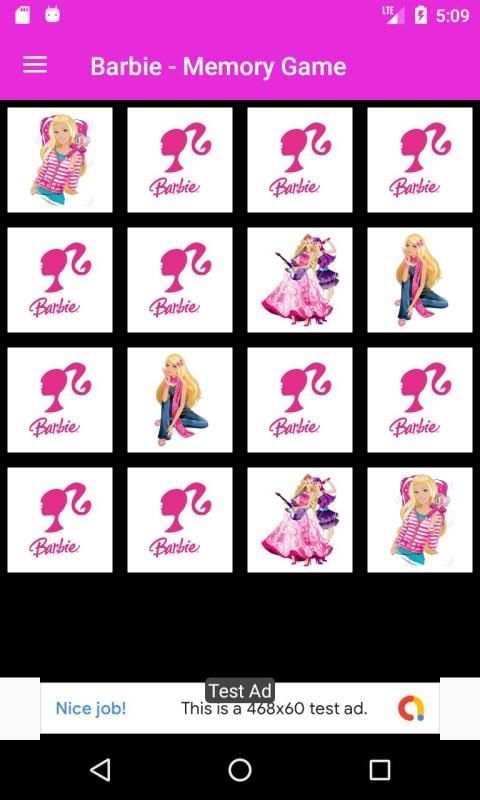 Pink Doll Match Pairs Memory Game screenshot 1