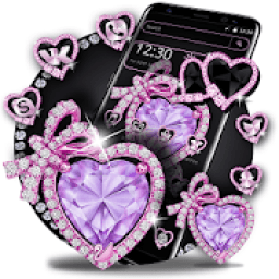 Purple Diamond Bow Heart Theme आइकन