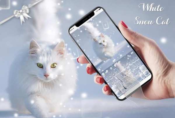 White Snow Cat keyboard Theme स्क्रीनशॉट 6