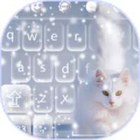 White Snow Cat keyboard Theme