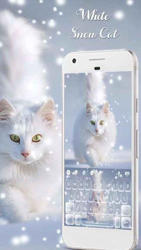 White Snow Cat keyboard Theme स्क्रीनशॉट 4