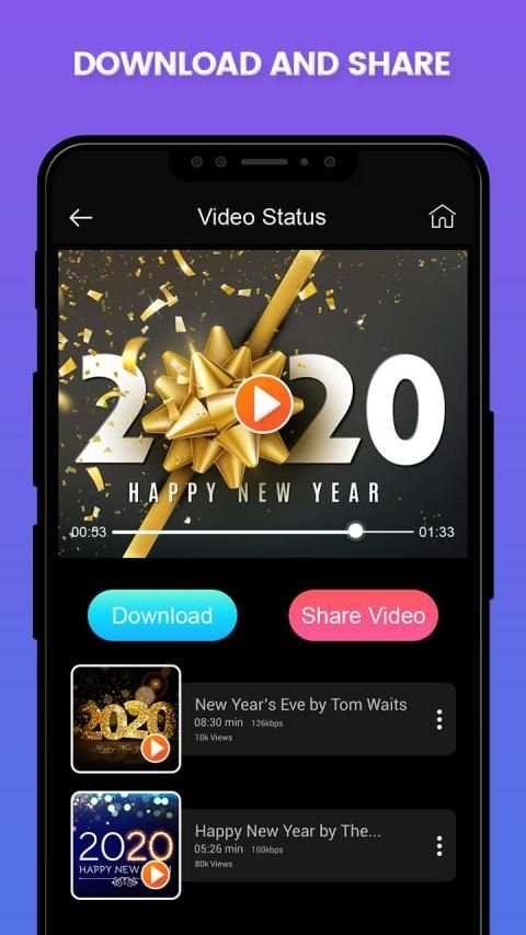 New Year video status 2020 - Happy New Year Status स्क्रीनशॉट 2