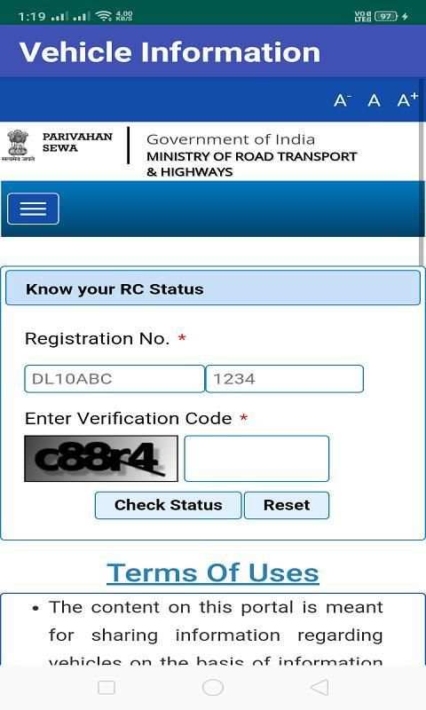 RTO Vehicle & DL Details स्क्रीनशॉट 3
