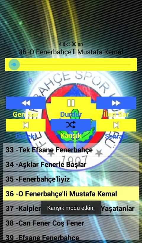 FENERBAHÇE Marşları İnternetsiz Sarı Kanarya Marşı screenshot 1