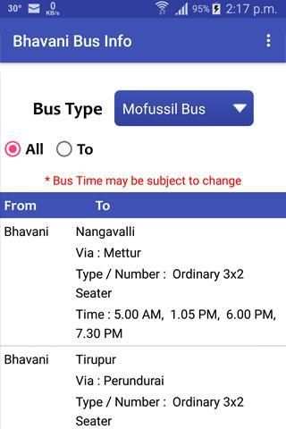 Bhavani Bus Info screenshot 2