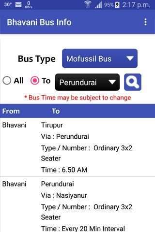 Bhavani Bus Info screenshot 1