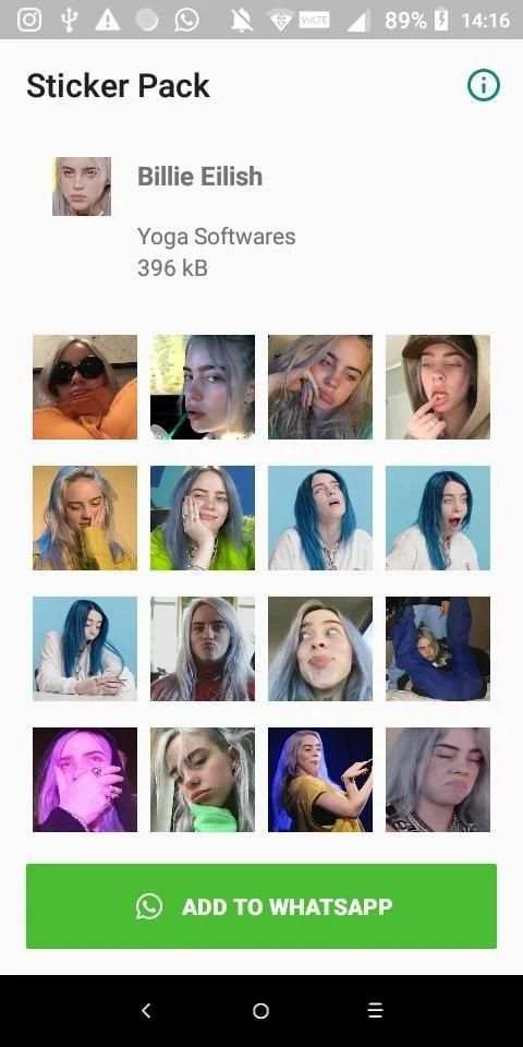 Figurinhas da Billie Eilish - WAStickerApps screenshot 2