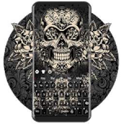 Black Rose Skull Keyboard