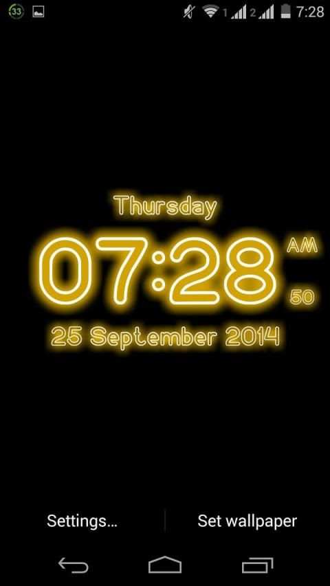 Neon Digital Clock Live Wallpaper screenshot 2