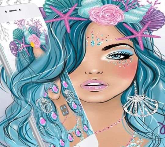 Tema Blue Shell Star Girl screenshot 3