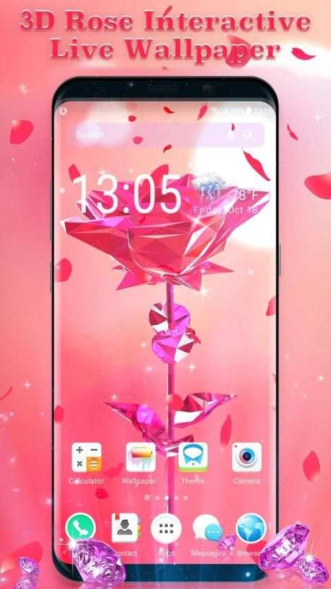 3D Pink Rose Live Wallpaper स्क्रीनशॉट 1