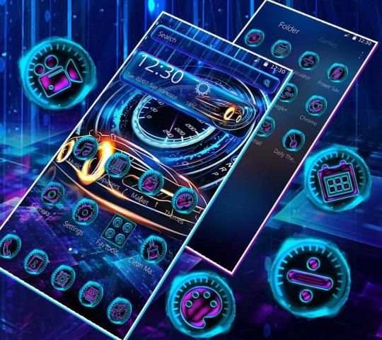 Neon Racing Car Speedometer Theme screenshot 2