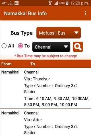 Namakkal Bus Info screenshot 1