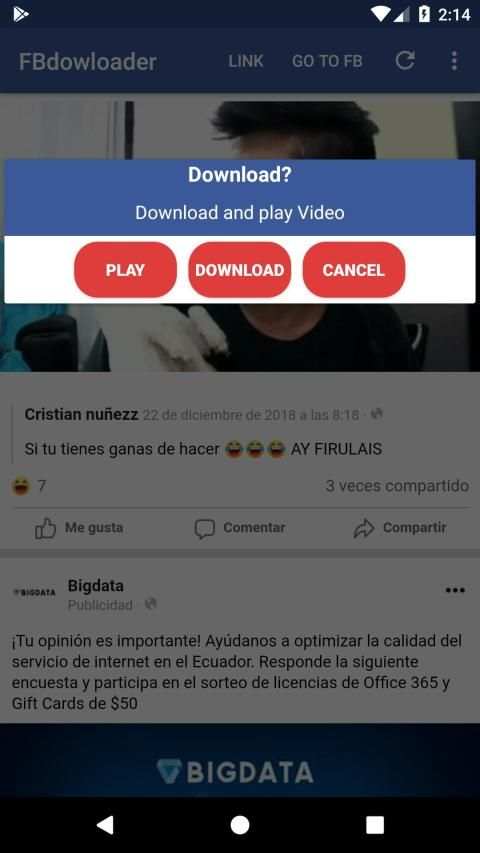 FBdowloader(Descargar Videos Facebook) screenshot 2